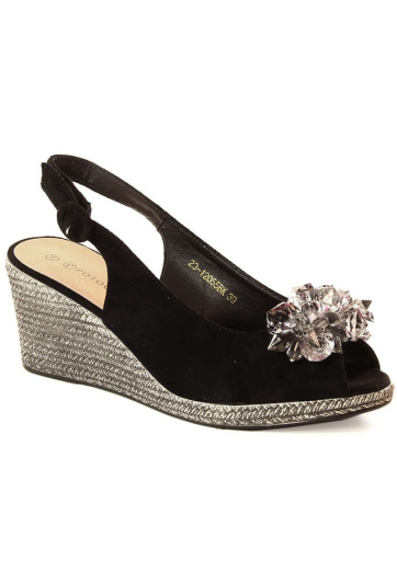 Suede wedge sandals with crystals Potocki W WOL137A